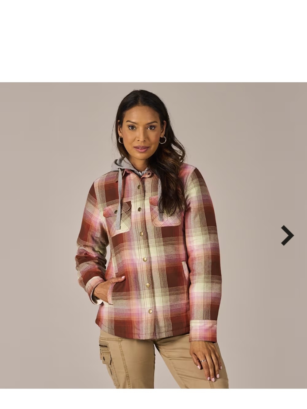 Bass Pro Co Natural Reflections Hooded Button-Up Jacket in Pink and Brown M